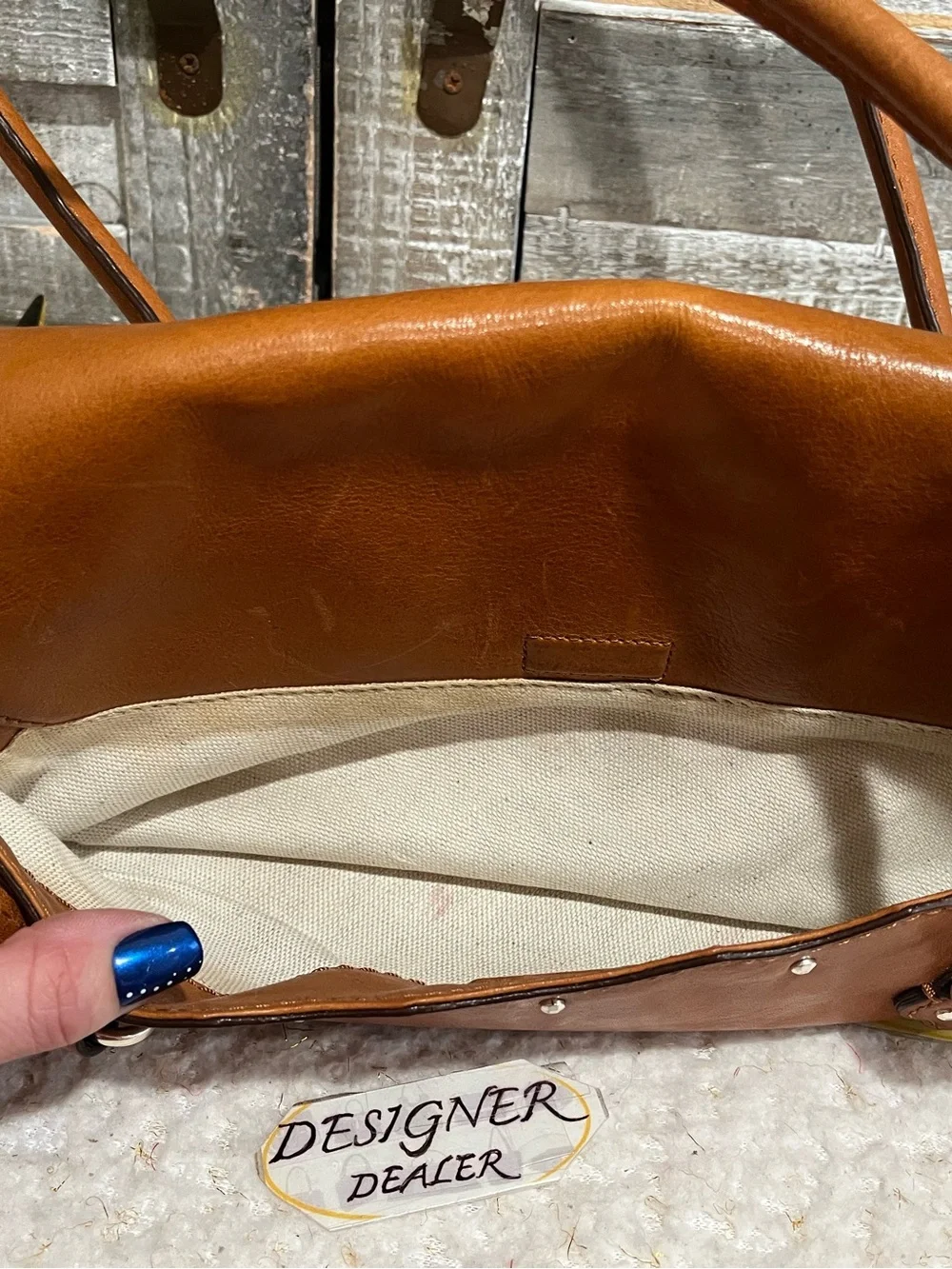Michael Kors Vintage Leather & Suede Caramel Satchel_13